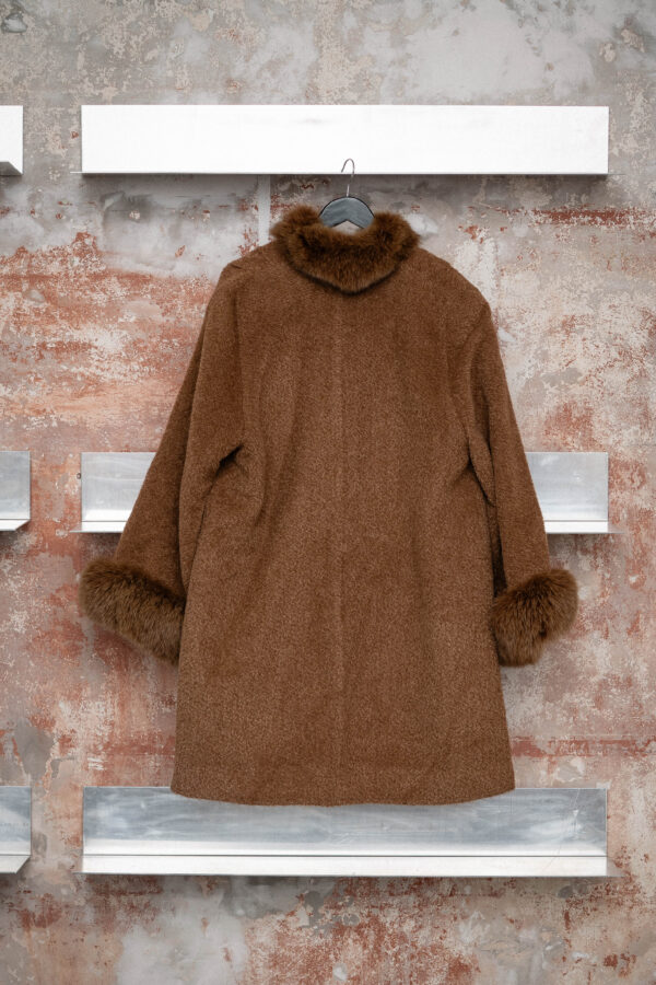 Brun ullkåpe med pels - Bilde 8