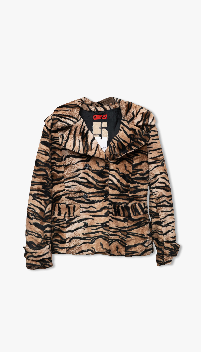 Fløyelsjakke med tigerprint