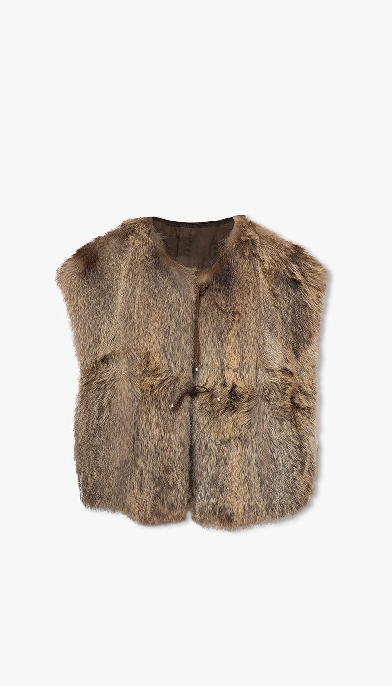Brun kort pelsvest