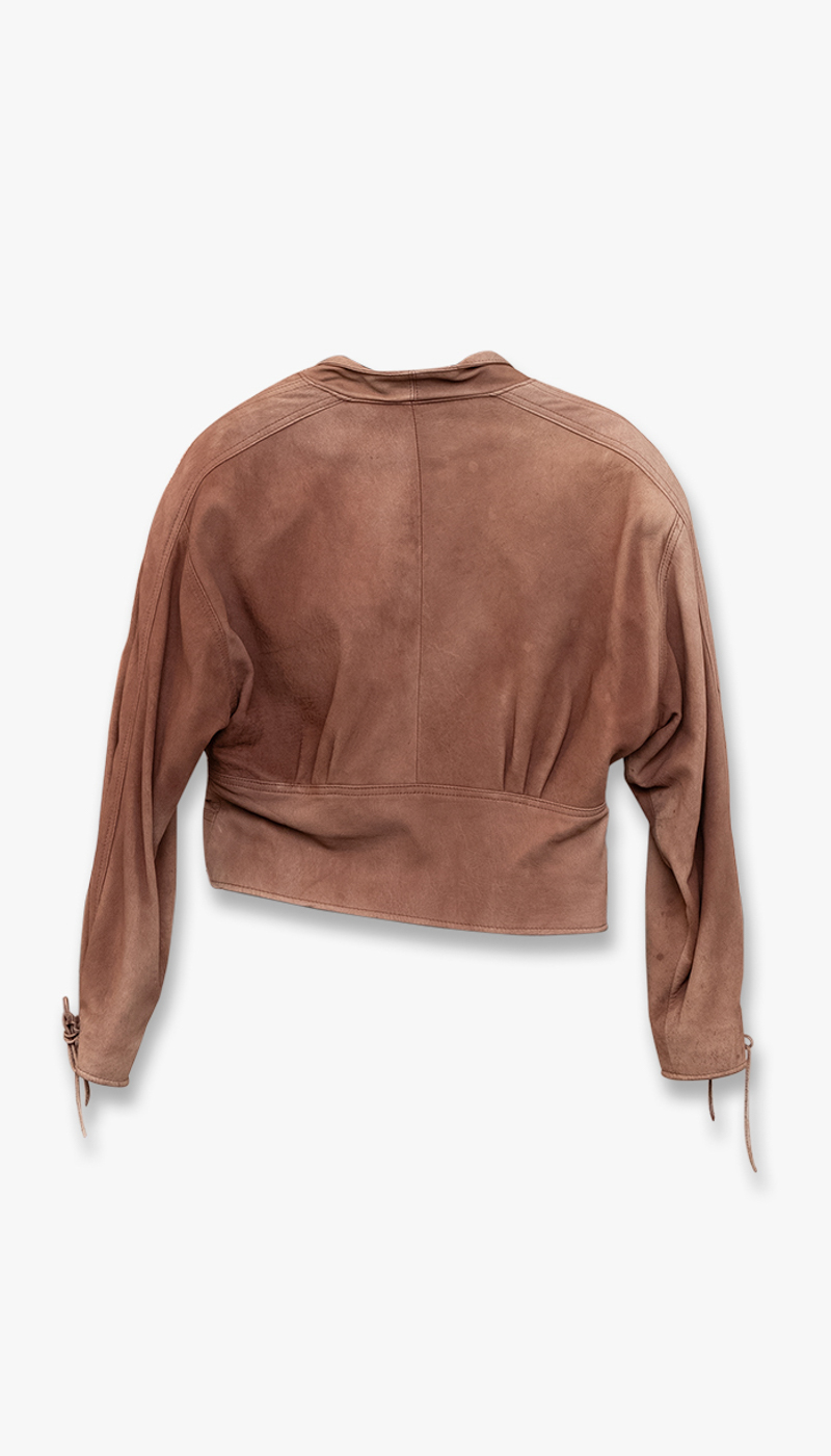 Brun skinnjakke med frynser - Bilde 2