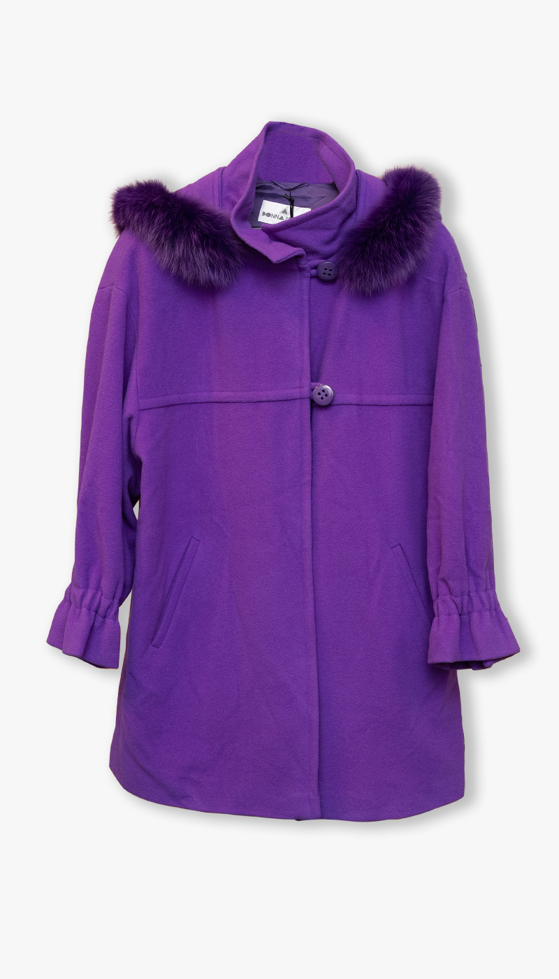 Vintage lilla kåpe med pels