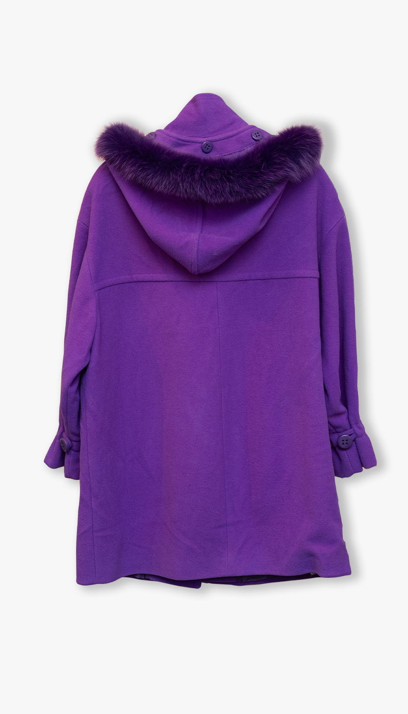 Vintage lilla kåpe med pels - Bilde 2