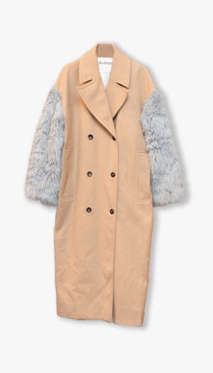 Maria Mena x The Edited; Rodebjer Como Brushed Coat in beige and lightblue