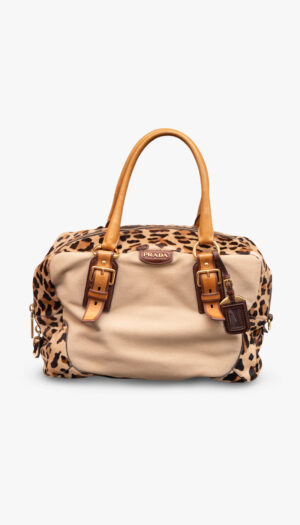 Prada Canapa Cavallino Leopard Frame Bag