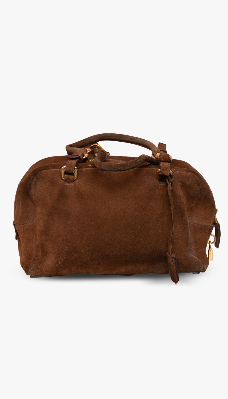 Prada Scamosciato Suede Logo Bowler Bag - Bilde 2