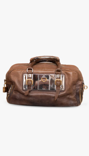 Prada Lock Plate Zippers Satchel