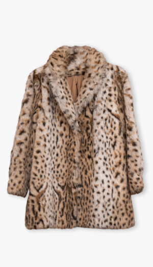 Lys leopardjakke i faux fur