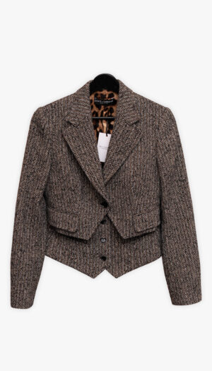 Dolce & Gabbana Tweed blazer med leopardfor