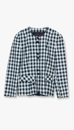 Vintage gingham jakke – effortless tailoring med edge