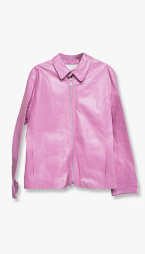 Vintage Rosa Skinnjakke | Y2K Pink Leather Jacket