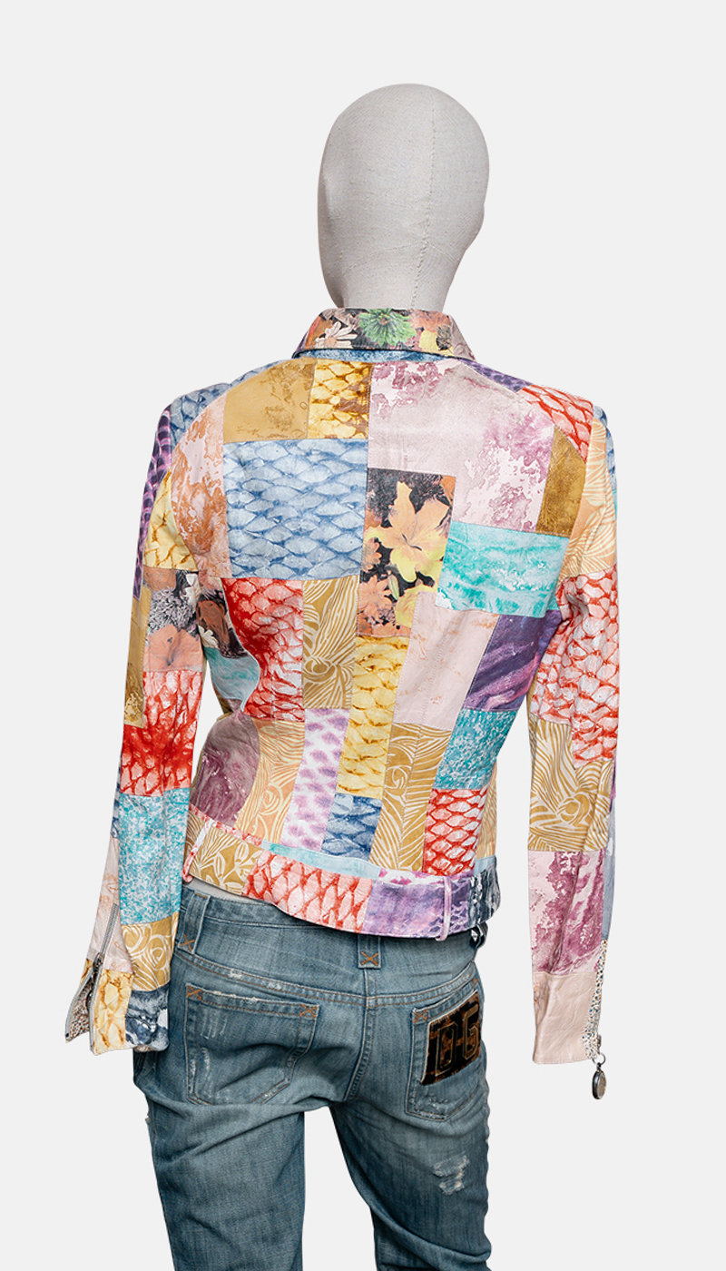 Roberto Cavalli 90s patchwork skinnjakke - Bilde 2