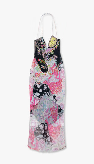 2000s Beaded Silk Ungaro Maxi Dress