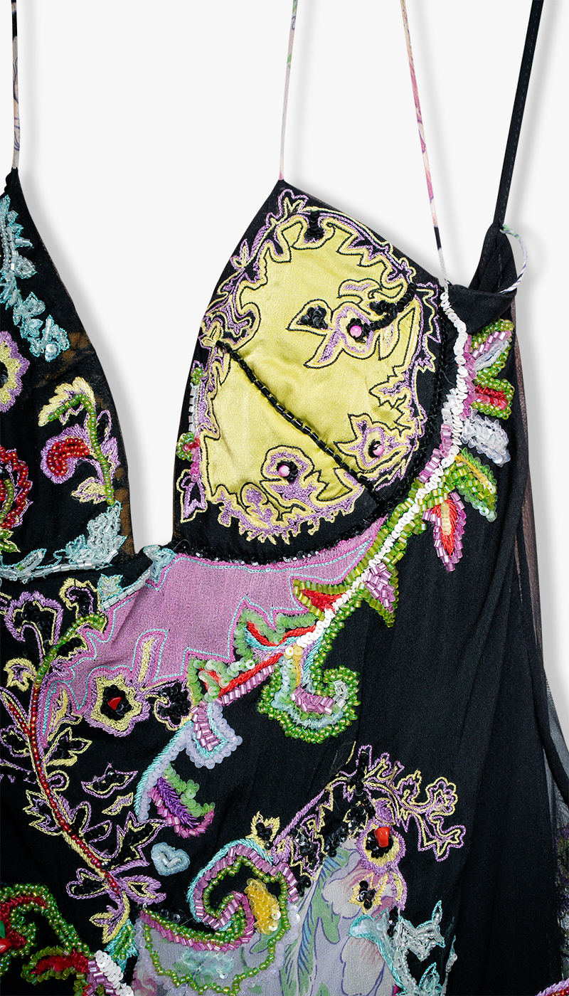 2000s Beaded Silk Ungaro Maxi Dress - Bilde 4