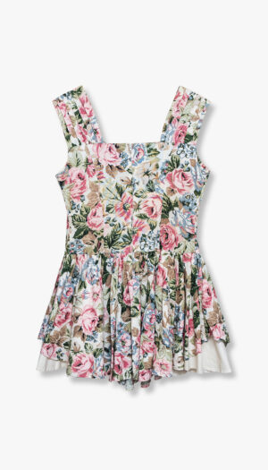 Vintage kjole – romantisk blomsterprint med snøring i ryggen