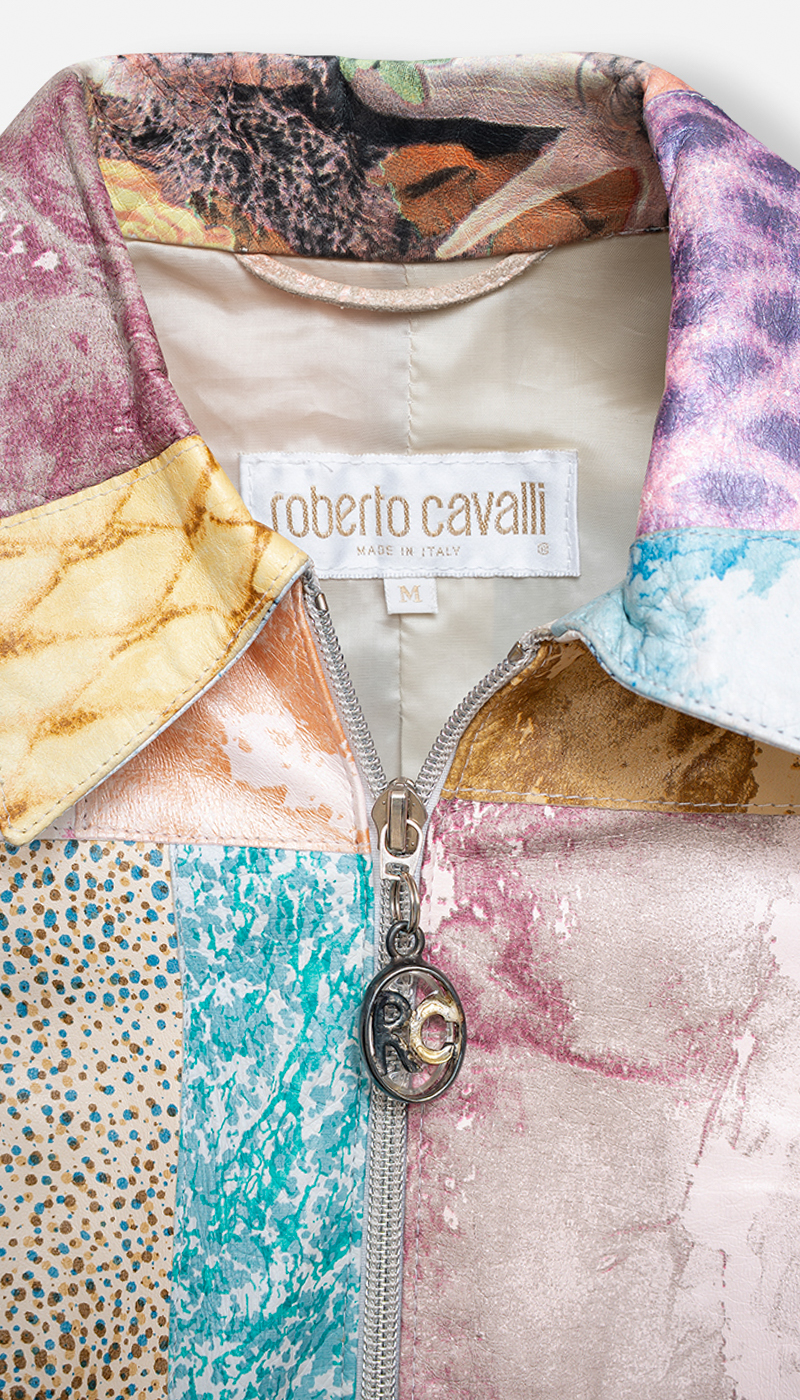 Roberto Cavalli 90s patchwork skinnjakke - Bilde 7