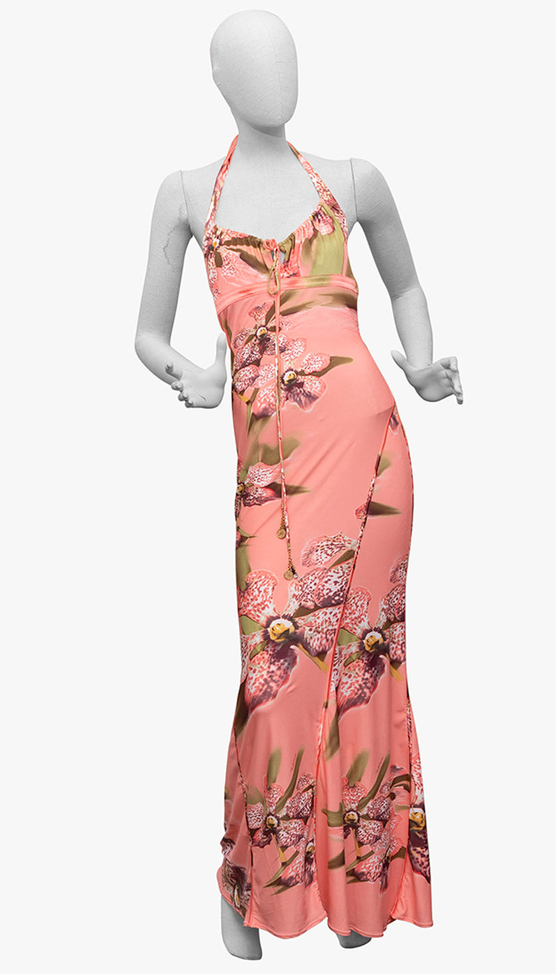 Roberto Cavalli Spring/Summer 2005 Orchid Halterneck Dress – Pink