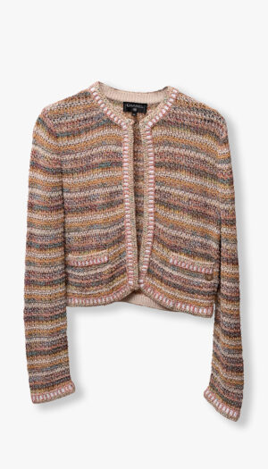 CHANEL Multicolor Knit Jacket – Cropped Ribbon Trim Cardigan