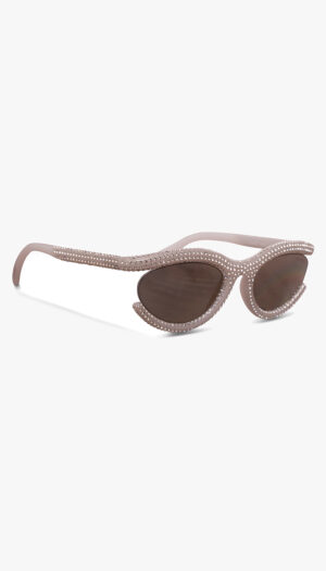 Swarovski Crystal Embellished Cat-Eye Sunglasses – Nude Frame Statement Shades