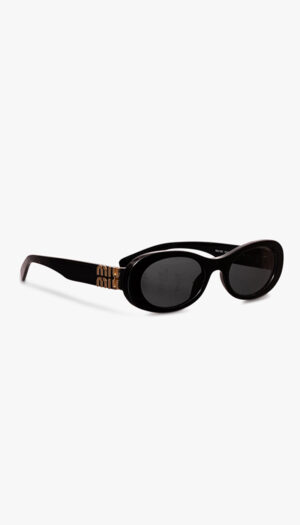 Miu Miu Black Oval Sunglasses – Logo Detail Frames
