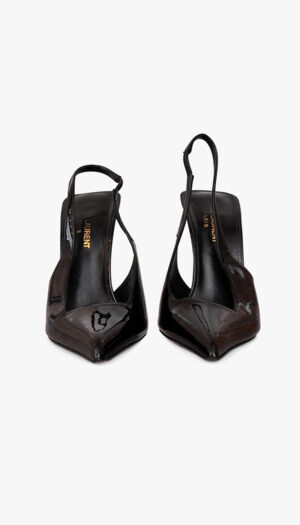 Saint Laurent Black Patent Slingback Pumps – Pointed Toe Heels