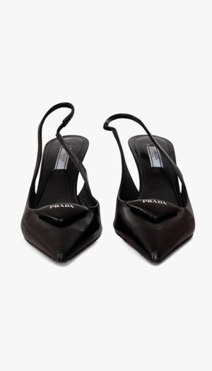 Prada Black Slingback Pumps – Pointed Toe Leather Heels