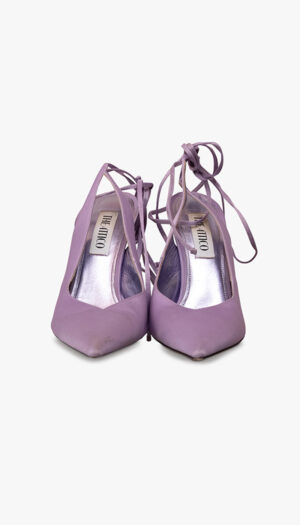 The Attico Lavender Lace-Up Pumps – Satin Pointed Toe Heels