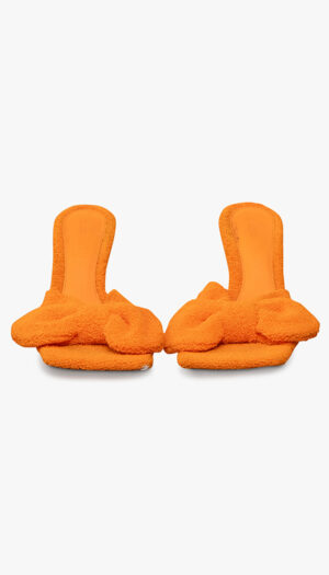 Bottega Veneta Orange Terry Slides – Textured Statement Sandals