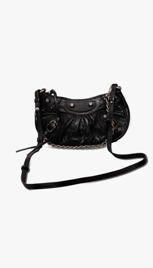 Balenciaga Le City Moto mini– Black Classic Studded Leather Crossbody