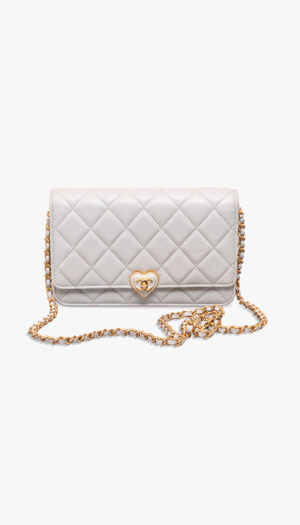 CHANEL Quilted Coco Love Wallet On Chain Light Blue Crossbody